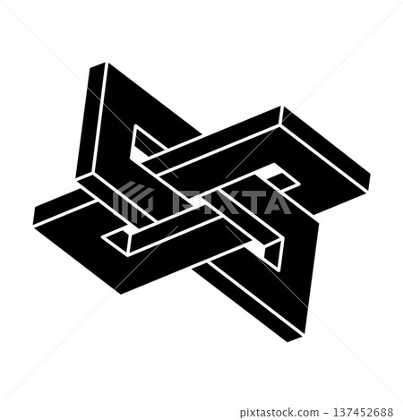 Impossible shape. Sacred geometry. Optical illusion figure. Abstract eternal geometric object. Optical art. Impossible shape. Sacred geometry. Optical illusion figure. Abstract eternal geometric object. Optical art. 137452688