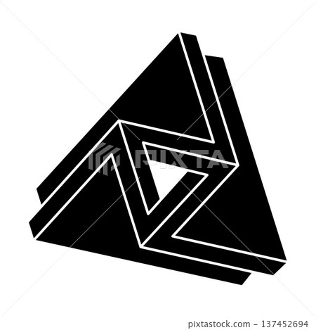 Impossible optical illusion shape. Optical art object. Impossible figure. Sacred geometry. Impossible optical illusion shape. Optical art object. Impossible figure. Sacred geometry. 137452694