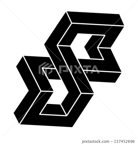 Impossible object. Geometric shape. Optical illusion figure. Optical art.  137452696