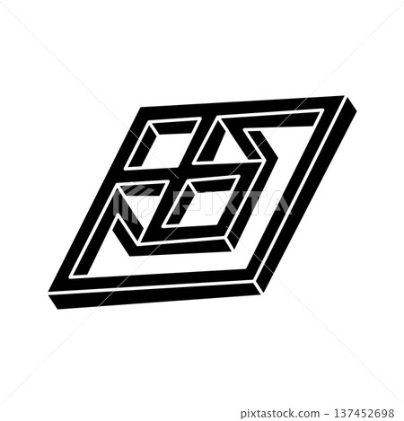 Unreal geometry. Impossible shape logo design, optical illusion object. Optical art figure. Unreal geometry. Impossible shape logo design, optical illusion object. Optical art figure. 137452698