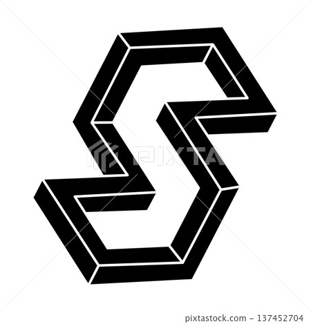 Impossible object. Unreal geometric shape. Optical illusion figure. Optical art.  137452704