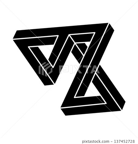 Optical illusion shape. Impossible object. Optical art figure. Geometry. Optical illusion shape. Impossible object. Optical art figure. Geometry. 137452728