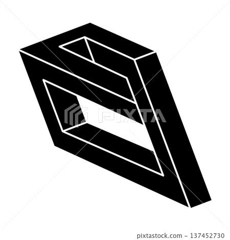 Impossible shape. Isolated on a white background. Vector illustration. Optical illusion object. Geometric figure. Optical art. Impossible shape. Isolated on a white background. Vector illustration. Optical illusion object. Geometric figure. Optical art. 137452730