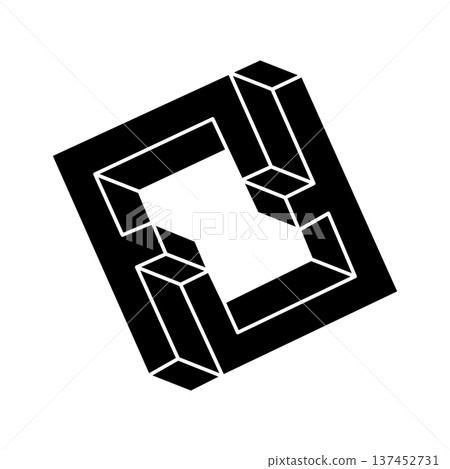 Impossible shape. Optical illusion object. Optical art. Unreal geometric figure. Impossible shape. Optical illusion object. Optical art. Unreal geometric figure. 137452731
