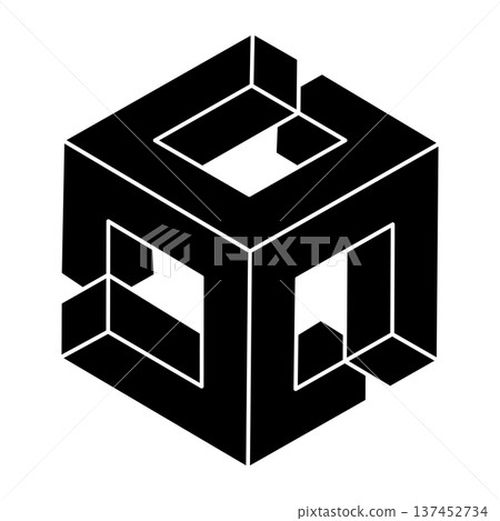 Impossible figure. Geometric shape. Optical illusion object. Optical art. Impossible figure. Geometric shape. Optical illusion object. Optical art. 137452734