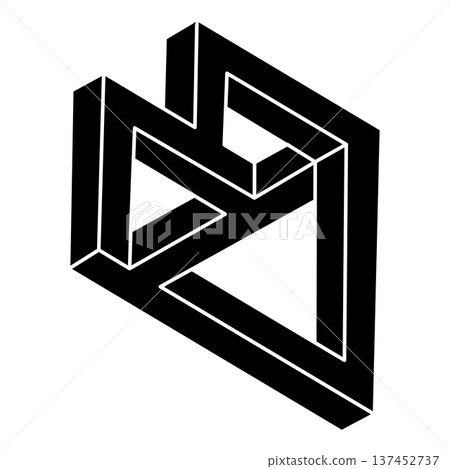 Impossible shape logo design, optical illusion object. Optical art figure. Geometry. Impossible shape logo design, optical illusion object. Optical art figure. Geometry. 137452737