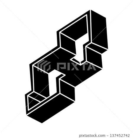 Impossible object. Geometric shape. Optical illusion figure. Optical art. Impossible object. Geometric shape. Optical illusion figure. Optical art. 137452742