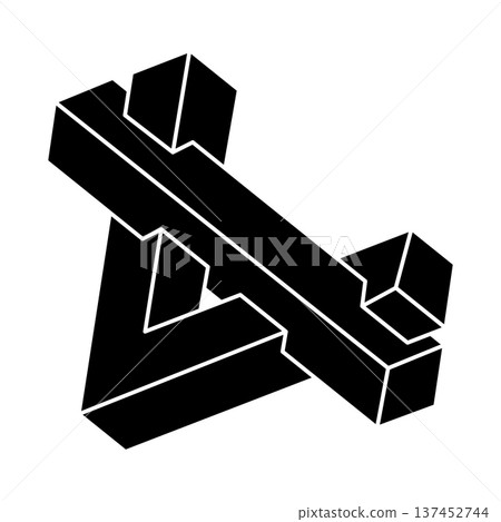 Impossible shape. Isolated on a white background. Vector illustration. Optical illusion object. Optical art. Unreal geometric figure. Impossible shape. Isolated on a white background. Vector illustration. Optical illusion object. Optical art. Unreal geometric figure. 137452744
