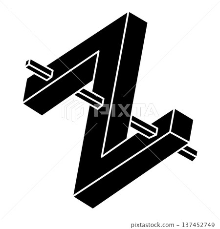 Impossible object. Optical illusion shape. 3d illustration vector. Geometric figure. Optical art.  137452749