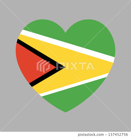 Flag of Guyana sticker. Guyana heart shaped flag badge. Flag icon, banner, background in heart shape. National Guyana flag button. Flag of Guyana sticker. Guyana heart shaped flag badge. Flag icon, banner, background in heart shape. National Guyana flag button. 137452756