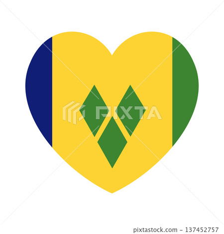 Saint Vincent and the Grenadines heart shaped flag badge, sticker. National flag button of Saint Vincent and the Grenadines in heart shape. Flag flat icon. 137452757