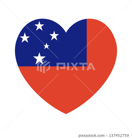 Samoa flag emblem design element in heart shape. Flag of Samoa badge, button heart shaped. Samoa flag icon, sticker. 137452759