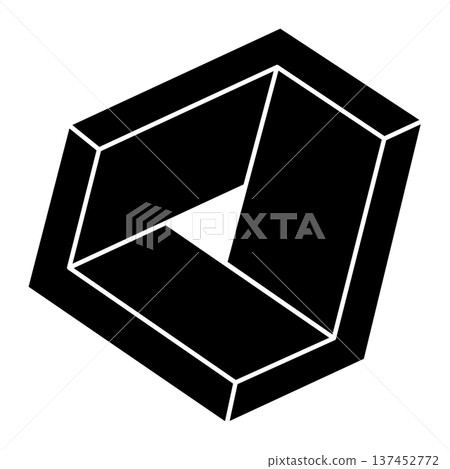 Optical illusion shape. Impossible object. Optical art. Geometric figure.  137452772