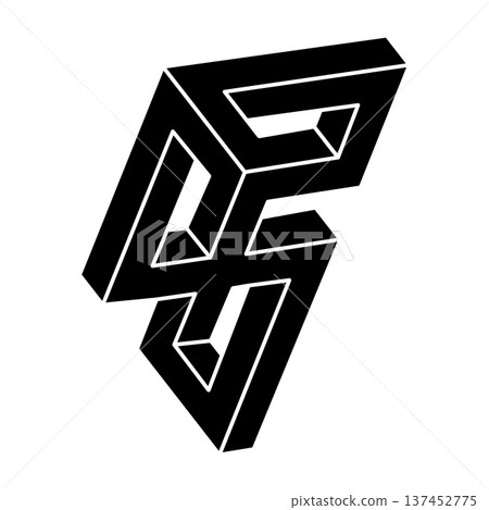 Impossible shape logo design, optical illusion object. Optical art. Unreal geometric figure. Impossible shape logo design, optical illusion object. Optical art. Unreal geometric figure. 137452775