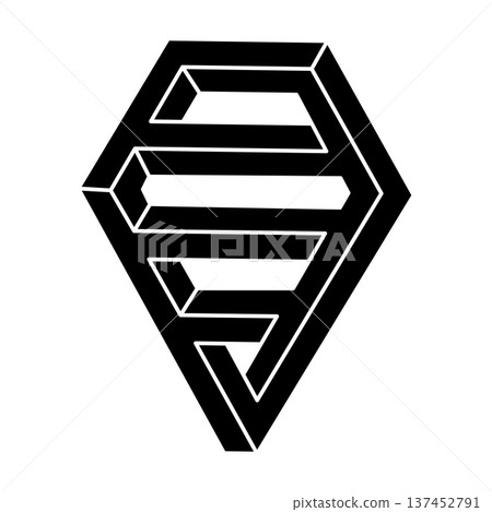 Impossible shape. Isolated on a white background. Vector illustration. Optical illusion object. Optical art. Sacred geometry figure. Impossible shape. Isolated on a white background. Vector illustration. Optical illusion object. Optical art. Sacred geometry figure. 137452791