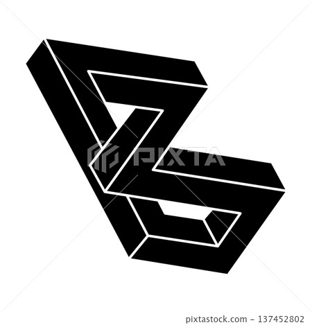Optical illusion shape. Impossible object. Unreal geometry. Optical art figure. Optical illusion shape. Impossible object. Unreal geometry. Optical art figure. 137452802