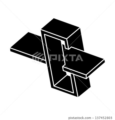 Impossible object. Optical illusion shape. 3d illustration. Geometric figure. Impossible object. Optical illusion shape. 3d illustration. Geometric figure. 137452803