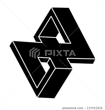 Optical illusion shape. Impossible object. Optical art. Unreal geometric figure.  137452818