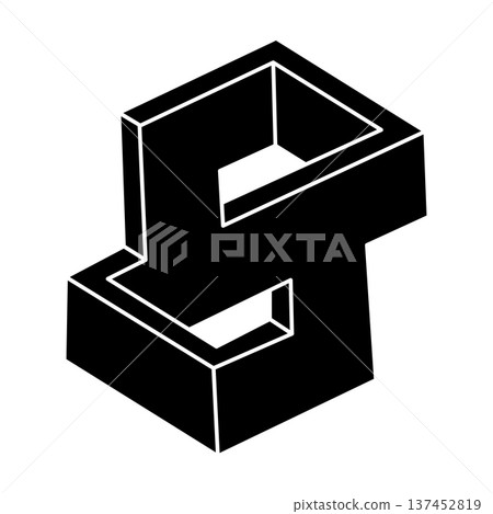 Unreal geometry. Optical illusion shape. Impossible object. Optical art figure. Unreal geometry. Optical illusion shape. Impossible object. Optical art figure. 137452819
