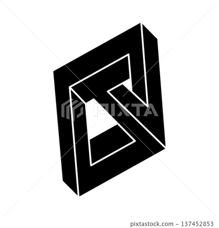 Impossible figure. Optical illusion object. Unreal geometric shape. Optical art. Impossible figure. Optical illusion object. Unreal geometric shape. Optical art. 137452853
