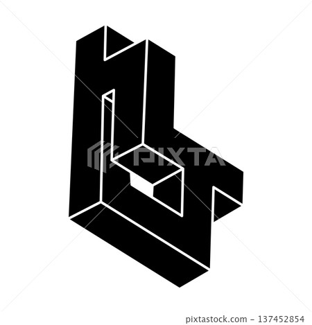 Optical illusion shape. Impossible object. Geometry. Optical art figure. Optical illusion shape. Impossible object. Geometry. Optical art figure. 137452854
