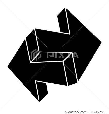 Geometric figure. Impossible object. Arrows isolated on a white background. Vector outline illustration. Optical art shape. Optical illusion. Geometric figure. Impossible object. Arrows isolated on a white background. Vector outline illustration. Optical art shape. Optical illusion. 137452855