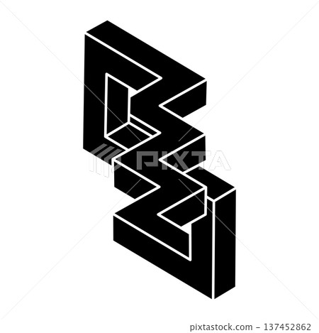 Impossible optical illusion shape. Optical art object. Sacred geometry figure. Impossible optical illusion shape. Optical art object. Sacred geometry figure. 137452862