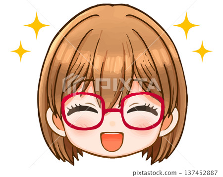 可愛戴眼鏡女孩動漫Q版人物臉部圖示插圖2 可愛戴眼鏡女孩動漫Q版人物臉部圖示插圖2 137452887