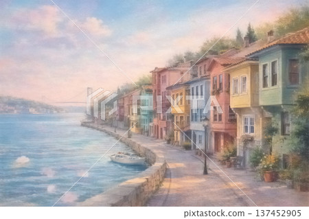 Colorful cityscape - pastel painting 137452905