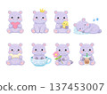 Hippopotamus illustration set Hippopotamus illustration set 137453007