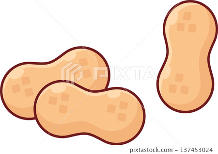 Raw peanuts in shells cartoon drawing 137453024