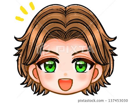 動漫風格的頭像插畫，描繪了一個輕浮的燙髮男孩 137453030