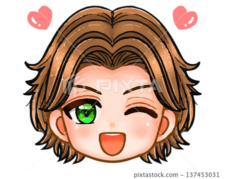 動漫風格的輕浮燙髮男孩頭像插圖 2 137453031