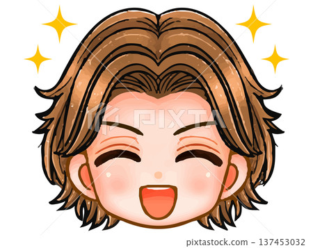動漫風格的輕浮燙髮男孩頭像插圖 3 137453032