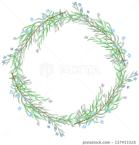 迷迭香花環框架插圖 迷迭香花環框架插圖 137453328