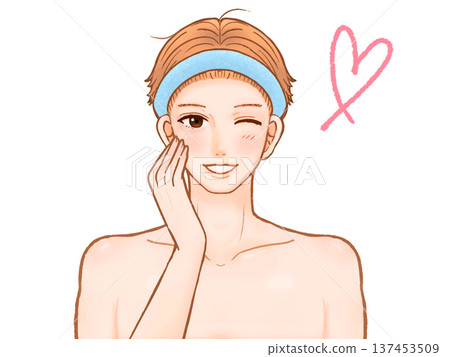 Illustration material of an adult man doing skin care 3 137453509