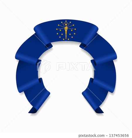 Indiana flag circular wavy ribbon, ideal for patriotic or cultural design themes. Vector illustration. Indiana flag circular wavy ribbon, ideal for patriotic or cultural design themes. Vector illustration. 137453656