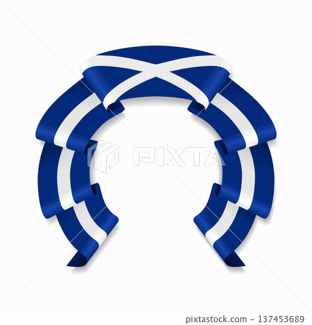 Scottish flag circular wavy ribbon, ideal for patriotic or cultural design themes. Vector illustration. Scottish flag circular wavy ribbon, ideal for patriotic or cultural design themes. Vector illustration. 137453689