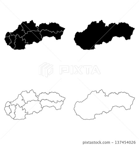 Slovakia Outline and Solid Fill Map Set. 137454026