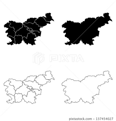 Slovenia Outline and Solid Fill Map Set. 137454027