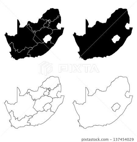 South Africa Outline and Solid Fill Map Set. 137454029
