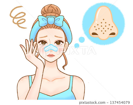 成年女性使用鼻膜進行皮膚護理的插圖資料 8 137454079