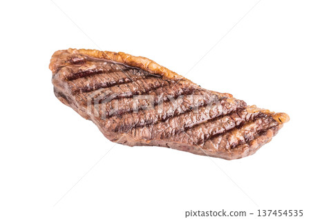 Grilled Brazilian picanha, rump cap beef steak. isolated on white background. top view 137454535