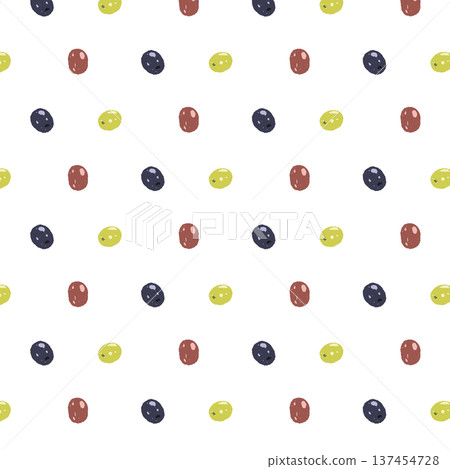Colorful olive fruit polka dot seamless pattern 137454728