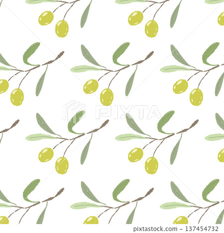 Light yellow-green olive branch seamless pattern Light yellow-green olive branch seamless pattern 137454732