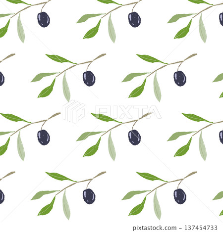 Simple black olive branch pattern material 137454733