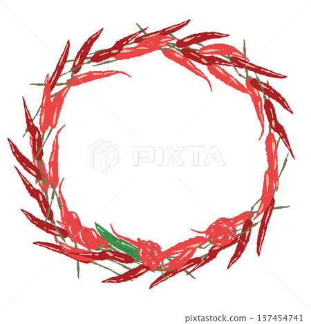 紅辣椒花環框架 紅辣椒花環框架 137454741