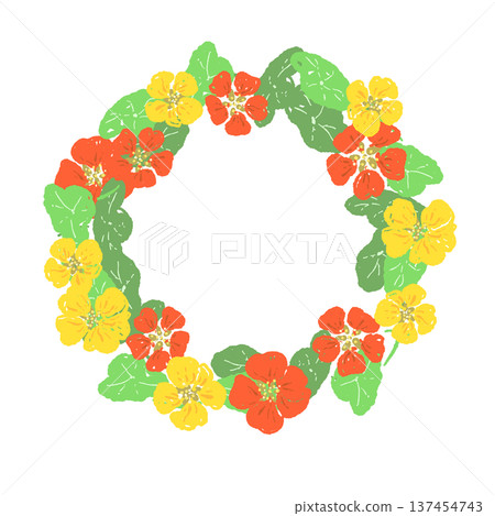 Vibrant nasturtium flower wreath Vibrant nasturtium flower wreath 137454743