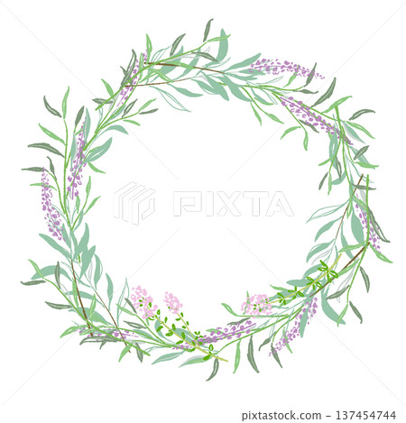 Purple herb wreath of lavender and sage 137454744