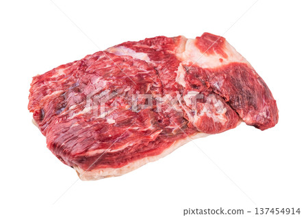 Raw beef brisket cut with visible fat and muscle grain, classic meat for barbecue, smoking, slow roasting and Texas style BBQ 137454914